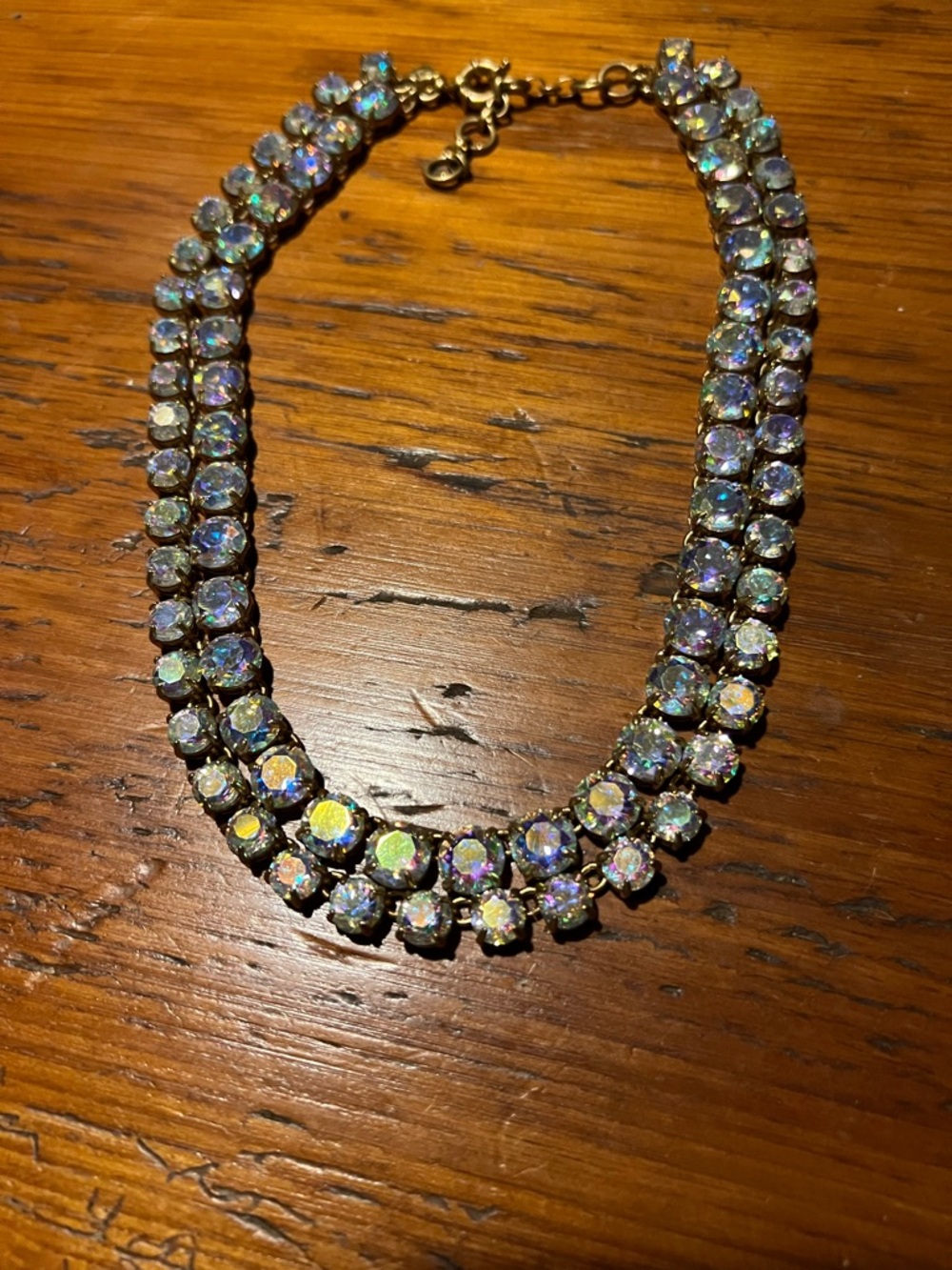 J. Crew Iridescent Aurora Crystal Double-Row Necklace - Gold